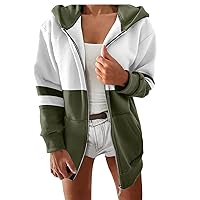 Coats For Womens Womens Fashion Long Sleeve Full Zip Up Hooded With Pockets Sweatshirts Casual Jacket Coat Outwear
