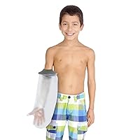Child Arm Waterproof Cast Cover for Shower & Bath - Reusable Protector Arm Sleeve Made with Stretchy Neoprene Seal & PVC Body – S, 13.5 x 9.5 Inches, Grey