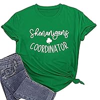 Women St. Patrick's Day Tops Shamrock Clover Print T Shirt Irish Flag Graphic Tees Lucky Teen Blouse