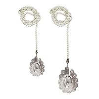 Royal Designs Celling Fan Pull Chain Beaded Ball Extension Chains with Flower Design Crystal Faceted Pendant,Chromes, Set of 2
