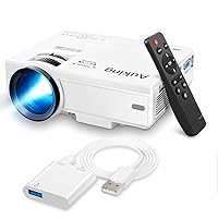 AuKing Mini Projector with HDMI Adapter, Home Theater Video Projector for iPhone/iPad