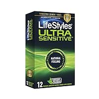 LifeStyles Ultra Sensitive Natural Feeling Lubricated Latex Condoms, 12 Count (Packaging May Vary)