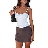 Crop Tank Tops for Women Spaghetti Strap,Pleated Bustier V Neck Cami Y2k Going Out Crop Tops Shirts Clothes