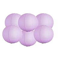 Pack Of 6 Round Paper Lanterns Lamp Wedding Birthday Party Decoration (Lilac, 6
