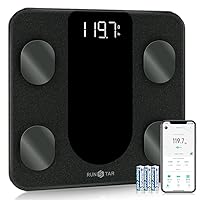 Smart Scale for Body Weight, Digital Bathroom Scale BMI Weighing Body Fat Scale, Body Composition Monitor Health Analyzer with Smartphone App, 400 lbs - Black