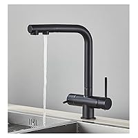 Black Water Purifier Kitchen Faucet Pull Out Spray 360 Rotary Double Spray/2 in 1 Drinking Faucet hot and Cold Mixing Sink Faucet,Sink Faucet