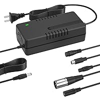 CE Listed 42V/36V 2A Charger Power Adapter (6 Plugs Universal) for Fast and Safe Charging of 36V Li-ion Battery for Electric Scooter/E-Bike/Bicycle/Pedicab,etc.