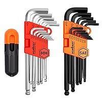 HORUSDY Allen Wrench Set, Hex Key Set Long Arm Ball End Hex Wrench Set, Inch/Metric T Handle Allen Wrench Set