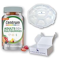 Centrum Silver Adults 50 Plus - Multivitamin Gummies 90 ct, Set with Fusion Shop Store Week case (1) (Pack of 1)