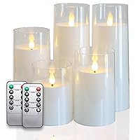 Pure White LED Flameless Pillar Candles Battery Operated with Remote and Timer, Set of 5 (D 3