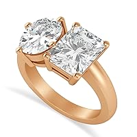 Allurez 14k Gold Emerald/Oval Lab Grown Diamond Toi et Moi Ring (5.50ct)