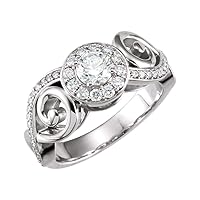 Solid 14k White Gold 9/10 Cttw Diamond Infinity-Inspired Engagement Ring Band
