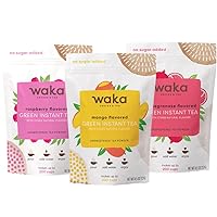 Waka — Unsweetened Instant Tea Powder 3-Bag Combo — 100% Tea Leaves — Mango Flavored, Pomegranate Flavored, Raspberry Flavored, 4.5 oz Per Bag
