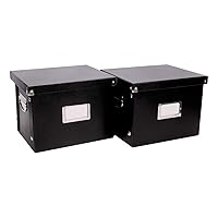 Snap-N-Store File Storage Box & Organizer - 2 Pack - 13.25 x 10.75 x 9.875 Inch Letter Size Portable File Boxes with Lids for Documents - Back To School Supplies for College Students - Black