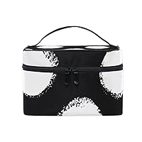 Cosmetic Bag Hand Drawn Black White Polka Dot Women Makeup Case Travel Storage Organizer