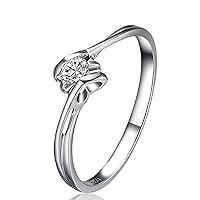 BEBEWO 9k 14k 18k Real Gold Heart Rings for Women Gold Heart Ring Wedding Engagement Promise Set for Her