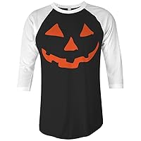 Threadrock Orange Halloween Pumpkin Face Unisex Raglan T-Shirt