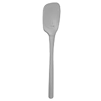Tovolo Flex-Core All Silicone Deep Spoon with Angled Head & Measuring Marking Perfect for Cooking & Baking, Heat-Resistant & BPA-Free, Dishwasher-Safe, Oyster Gray