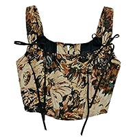 Women's Court Vintage Corset Top Sexy Lace Up Camisole Ladies Floral Print Crop Tops Summer Casual Cami Tank Top