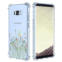 Phone Case for Galaxy S8 Case, Samsung S8 SM-G950U Case with Screen Protector, Clear Case with Flower Garden Patterns Protective Phone Cover for Samsung Galaxy S8 Flower Bouquet
