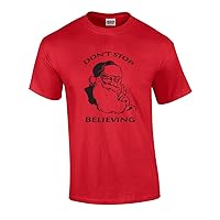 Christmas Don't Stop Believing Santa Graphic Holiday Adult Short Sleeve T-Shirt-XXXL Red