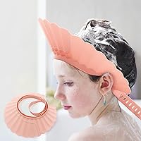 Baby Shower Cap, Pink Bathing Cap Bath Hat Bathing Safe Silicone Protection, Soft Adjustable Visor Hat for Protector Head Eye Ear