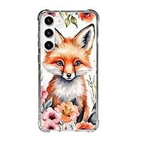 Cell Phone Case for Galaxy s21 s22 s23 Standard Plus + Ultra Models Watercolor Baby Fox Animal Protective Bumper Foxes Animals Floral Design Slim Cover