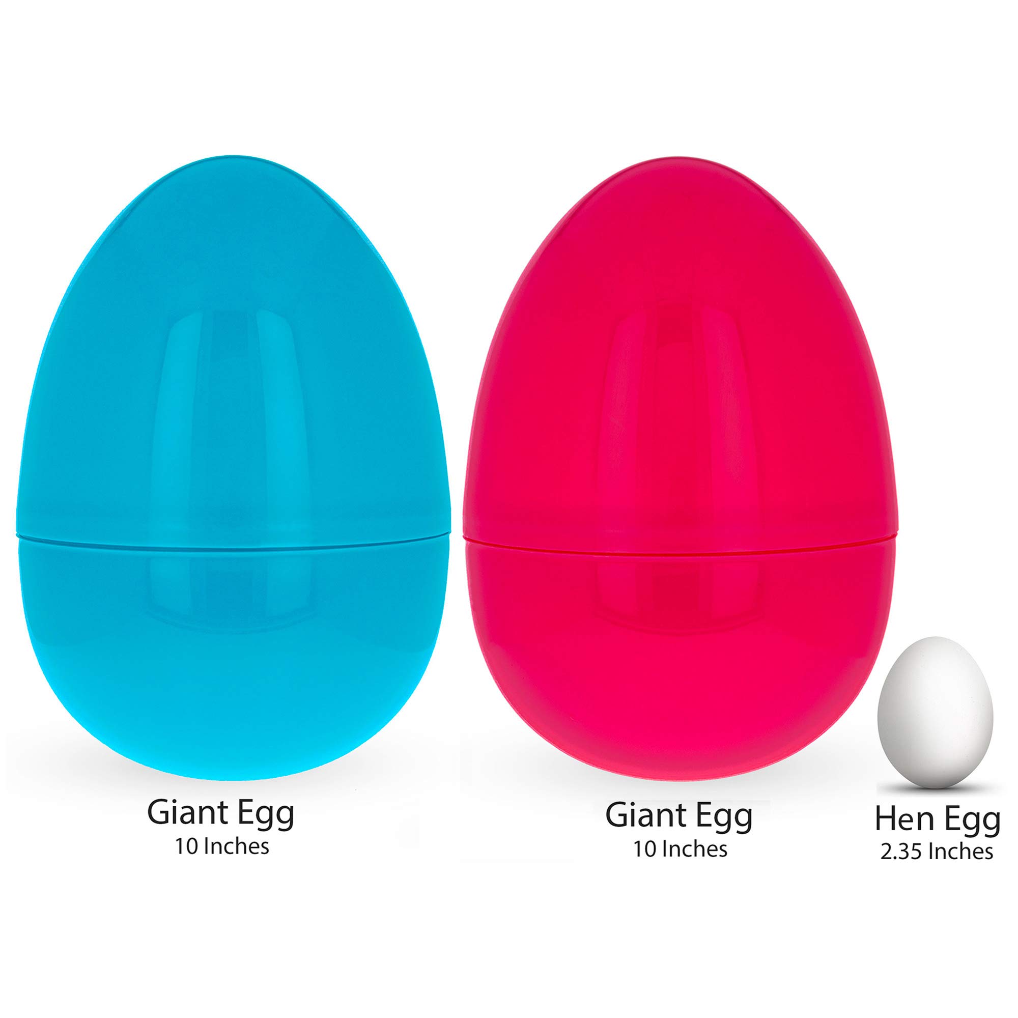 Set of 2 Pink And Blue Giant Jumbo Size Fillable Plastic Easter Eggs 10 Inches