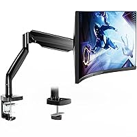 WALI Single Monitor Arm, Gas Spring Single Monitor Mount up to 35 inches and 26.4 lbs, Heavy Duty Monitor Arm Desk Mount, Ultrawide Monitor Mount Desk with C Clamp and Grommet Base (GSMP001XL), Black