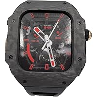 Carbon Fiber Watch Case+Fluororubber Watch Band Rm Mod Kit，For Apple Watch Ultra 49mm，Fluororubber Watch Strap+Watch Cover，For Iwatch 8 7 45mm 6 5 4 SE 44mm