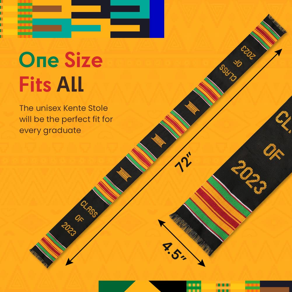 Kente Stole Class of 2023 | Kente Graduation Stole Class of 2023 | Celebrate Our Culture with the African American Graduation Stole | Made with Authentic African Art