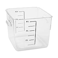 Rubbermaid Commercial Products Plastic Space Saving Square Food Storage Container For Kitchen/Sous Vide/Food Prep,Lids not included (Sold separately), 6 Quart, Clear (Fg630600Clr)