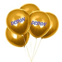 TOPTIE Custom 100PCS Metallic Balloons Gold for Party, Print 12 Inch Latex Balloon for Birthday Wedding
