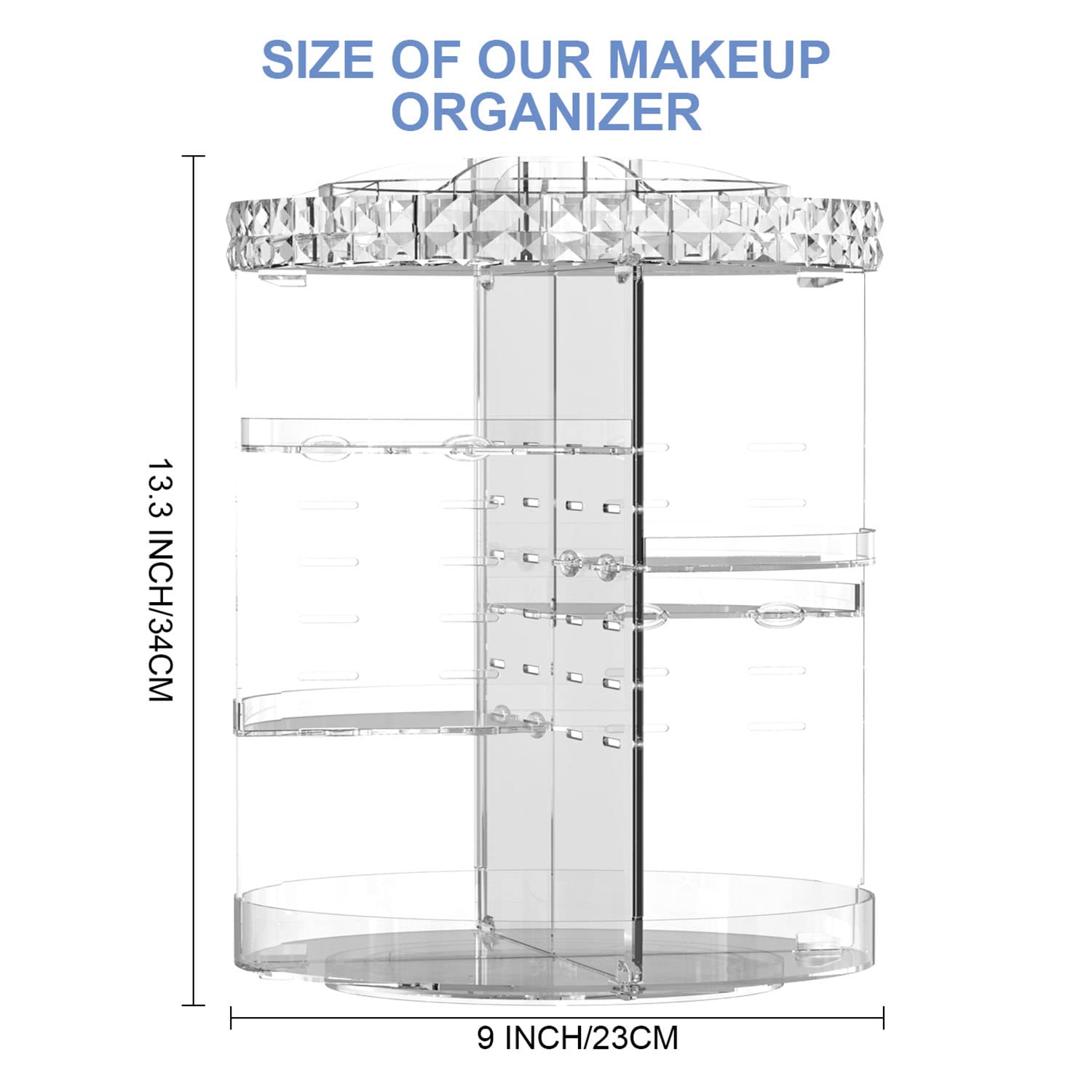 MISERWE 360 Rotating Makeup Organizer, DIY Adjustable Makeup Carousel Spinning Holder Rack, Large Capacity Cosmetic Brush Lipstick Storage Organizer Box for Vanity