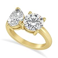 Allurez 18k Gold Round/Pear Lab Grown Diamond Toi et Moi Ring (4.00ct)