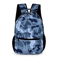 Abstract Blue Military Camouflage Backpack Adjustable Strap Laptop Backpack Casual Business Travel Bags for Women Men