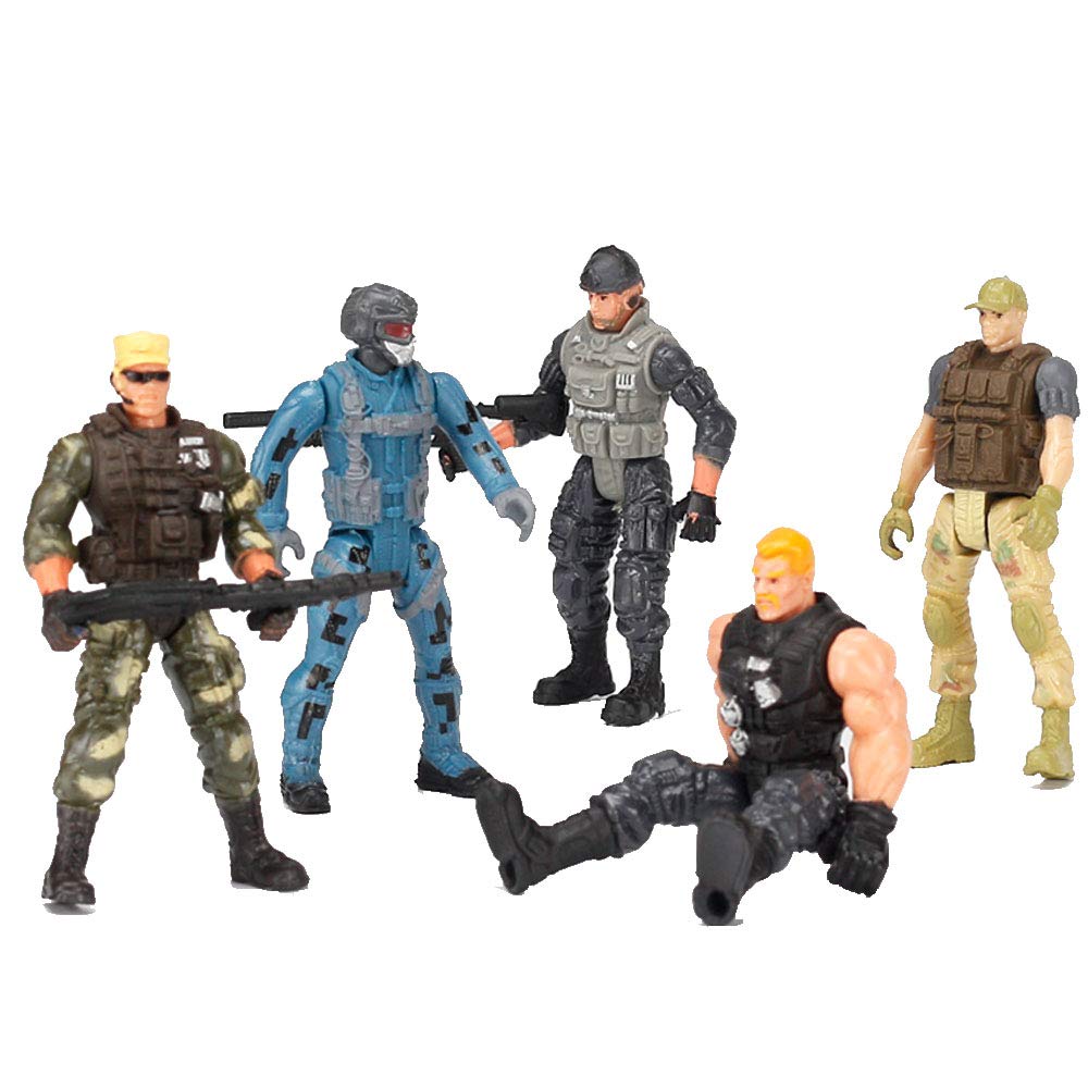 Nasidear 14 Pack Army Men and SWAT Team Soldiers Action Figures,Soldiers Action Figures Playset with 14 Design Military Weapons Accessories, for Kids Child Boys Girls