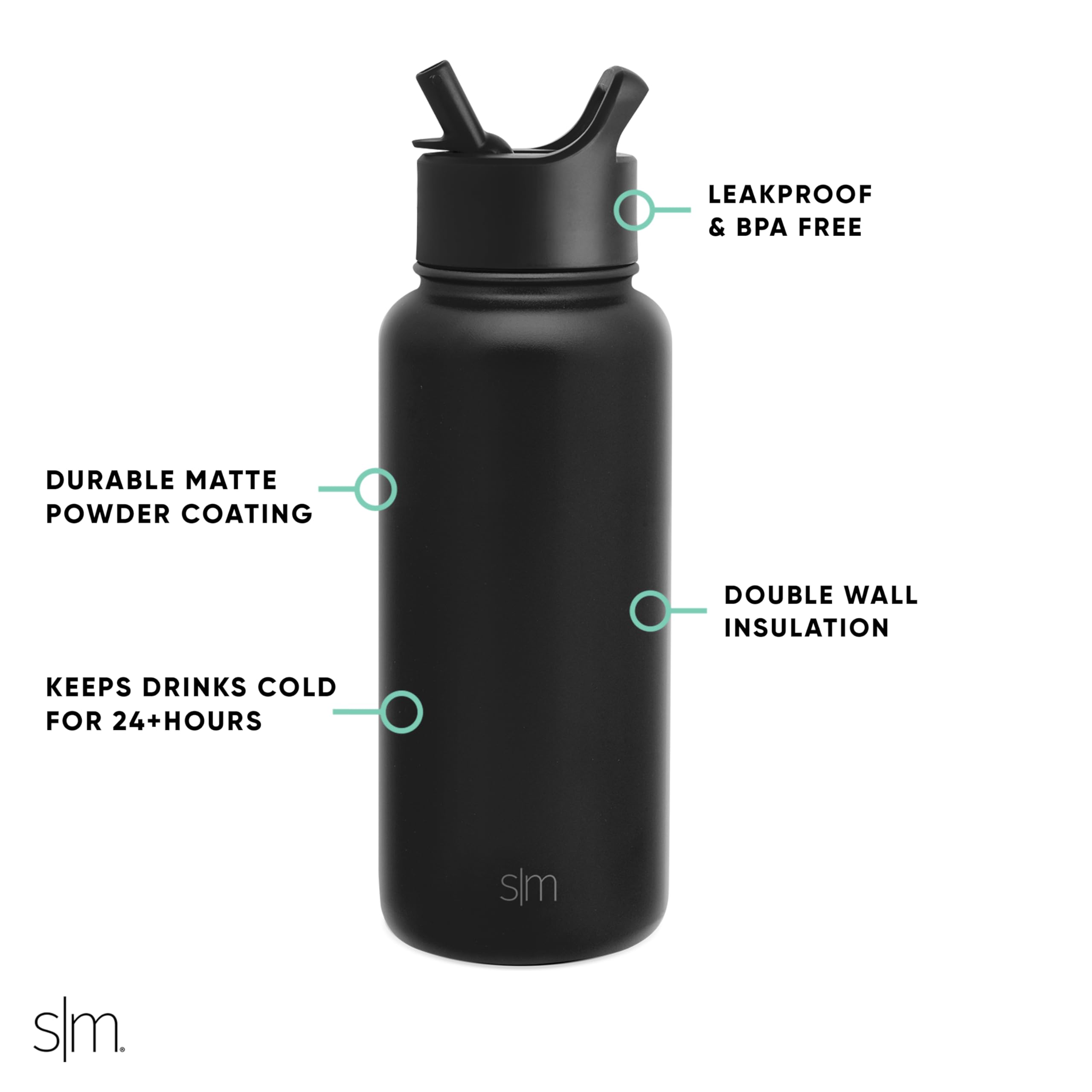 Simple Modern Officially Licensed NBA Water Bottle with Straw Lid Insulated Stainless Steel Thermos Gift | Summit Collection | 32oz