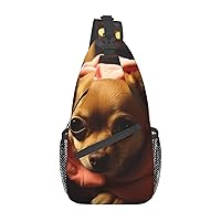 Depressed Chihuahua Crossbody Sling Backpack Sling Bag for Women Hiking Daypack Chest Bag Shoulder Bag