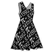 Pi Symbol Mathematical Number Sleeveless Swing Dress Beach Mini for Women Print