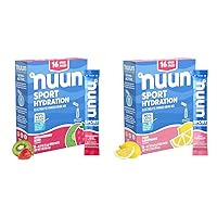 Nuun Sport Electrolyte Powder Packets with Strawberry Kiwi and Pink Lemonade Flavors, 16 Single Serving Sticks Each
