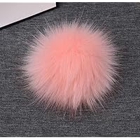 Faux Fox Fur Pompom Ball with Elastic Loop Pom Pom for Knitted Hats Scarves Clothing Shoes Key Chain Accessories ( Color : Pink , Size : 10CM )