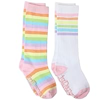 juDanzy 2 Pack of Baby, Toddler and Kids Knee High Tube Socks for Boys and Girls with Grips (4-6 Years Pastel Set)