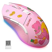 Pink Wireless Wired Gaming Mouse, Dual-Mode Rechargeable 7 Programmable Buttons,10K DPI,RGB and 7 Adjustable DPI Levels up to [150IPS] [1000Hz] for PC Notebook Mac(Lucky Bear)