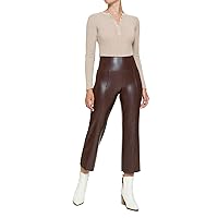 HUE Women's Faux Leather Legging with Tummy Control
