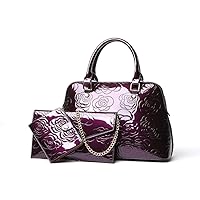 Flower embossed women tote handbag set