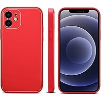 for iPhone 12 Pro Max 6.7 inch Protective Case, Super Slim Premium Genuine Leather Back Cover, All-Inclusive Lens Design, Shockproof Case Compatible with iPhone 12 Pro Max (Color : Red)
