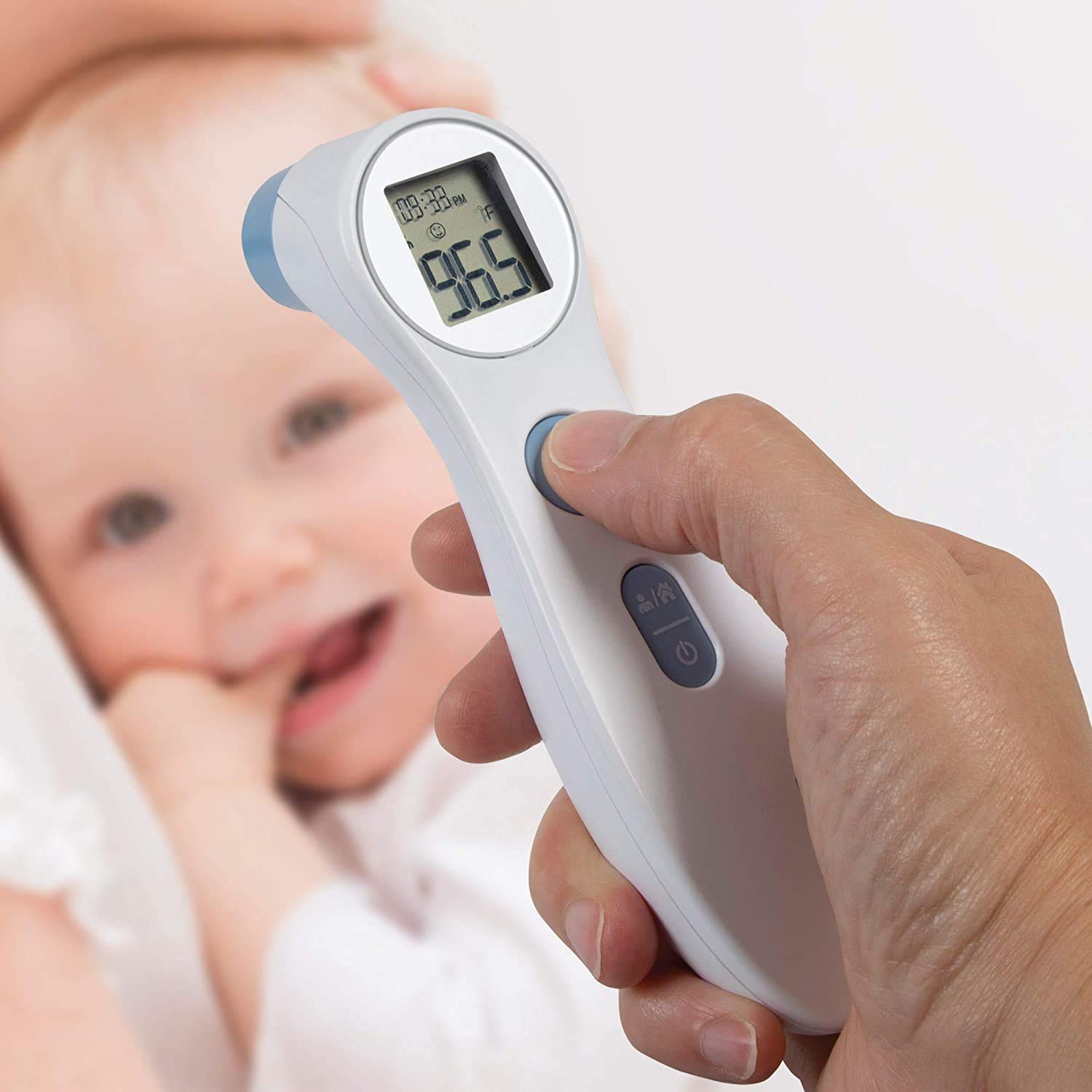 Digital Forehead Thermometer - Infrared - White (Body Temperature Reader, Lightweight, Compact)