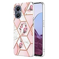 Compatible with OnePlus Nord N20 Case Pink, IMD Personalized Marble Pink Plaid Flower Series Slim Phone Cases with Shockproof Back Protective Cover for 1+ NordN20 5G / Oppo Reno 7Z 5G / Reno7 Lite 5G