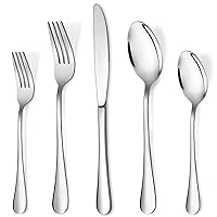 20 Piece Silverware Set, Stainless Steel Flatware Utensil Sets for 4, Silver Cutlery Set Includes Forks Spoons Knives, Mirror Polished, Dishwasher Safe